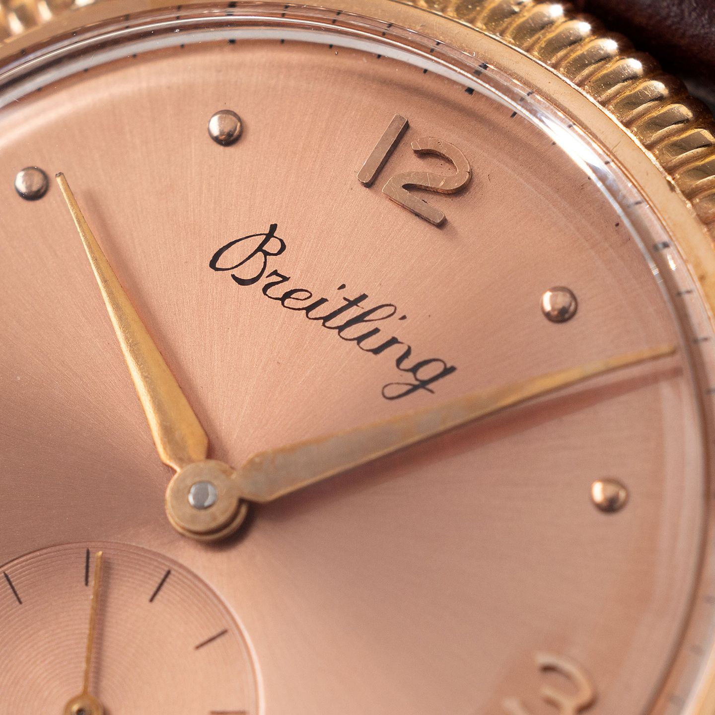 Breitling Vintage 177 (Unknown (random serial)) - Pink dial 34 mm Rose Gold case (3/8)