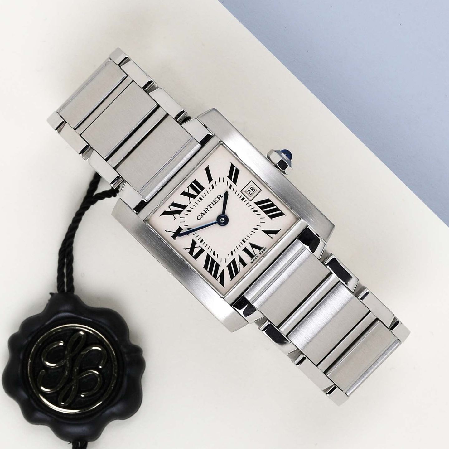 Cartier Tank Française W51011Q3 (2001) - Silver dial 25 mm Steel case (1/8)