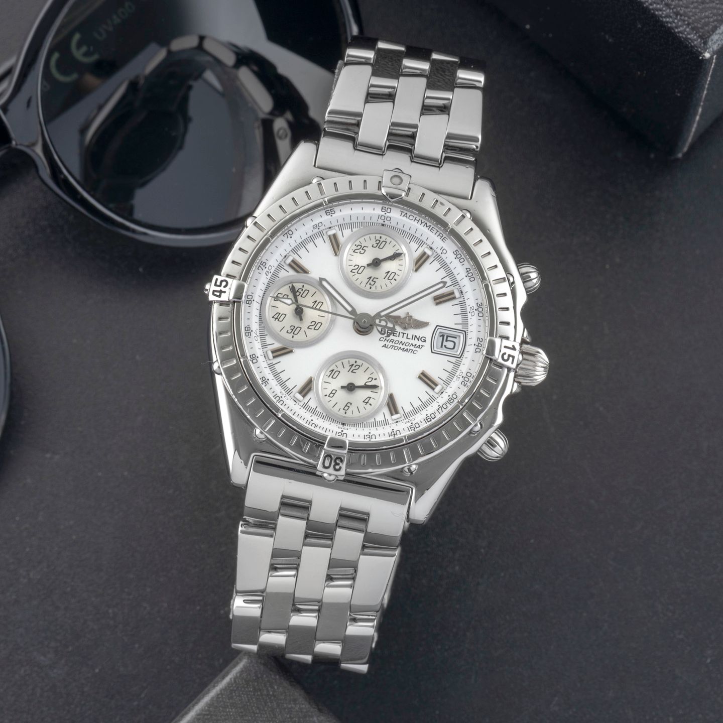 Breitling Chronomat A13050.1 (1999) - White dial 39 mm Steel case (1/8)
