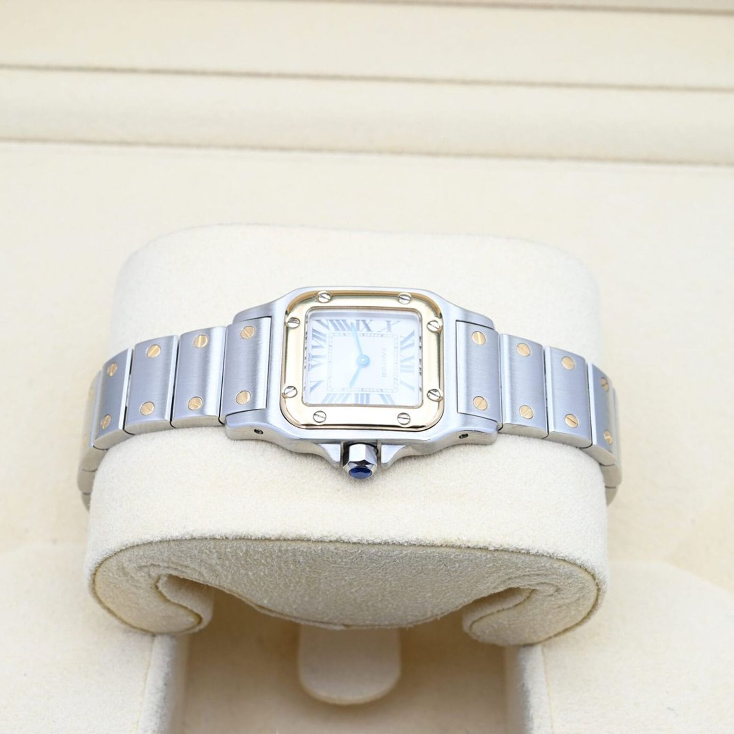 Cartier Santos Galbée 1567 (2001) - White dial 24 mm Gold/Steel case (4/8)
