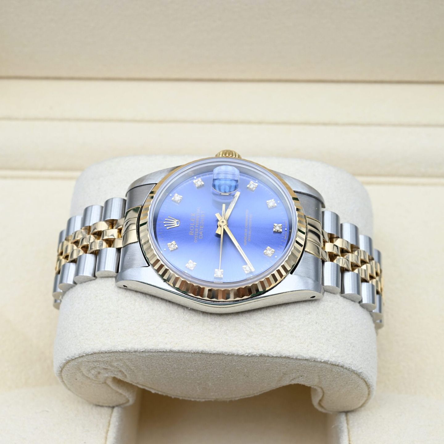 Rolex Datejust 36 16233 (1990) - Blauw wijzerplaat 36mm Goud/Staal (3/7)