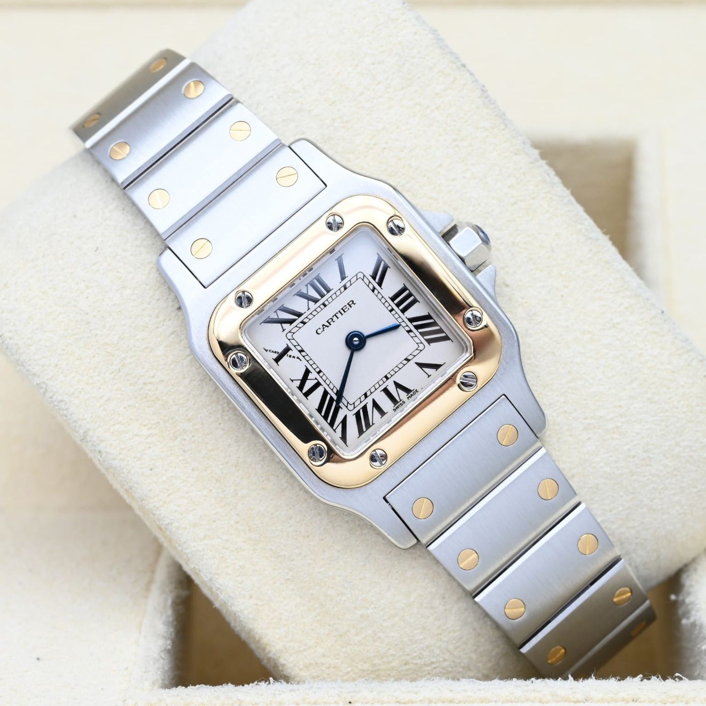 Cartier Santos Galbée 1567 (2001) - White dial 24 mm Gold/Steel case (1/8)