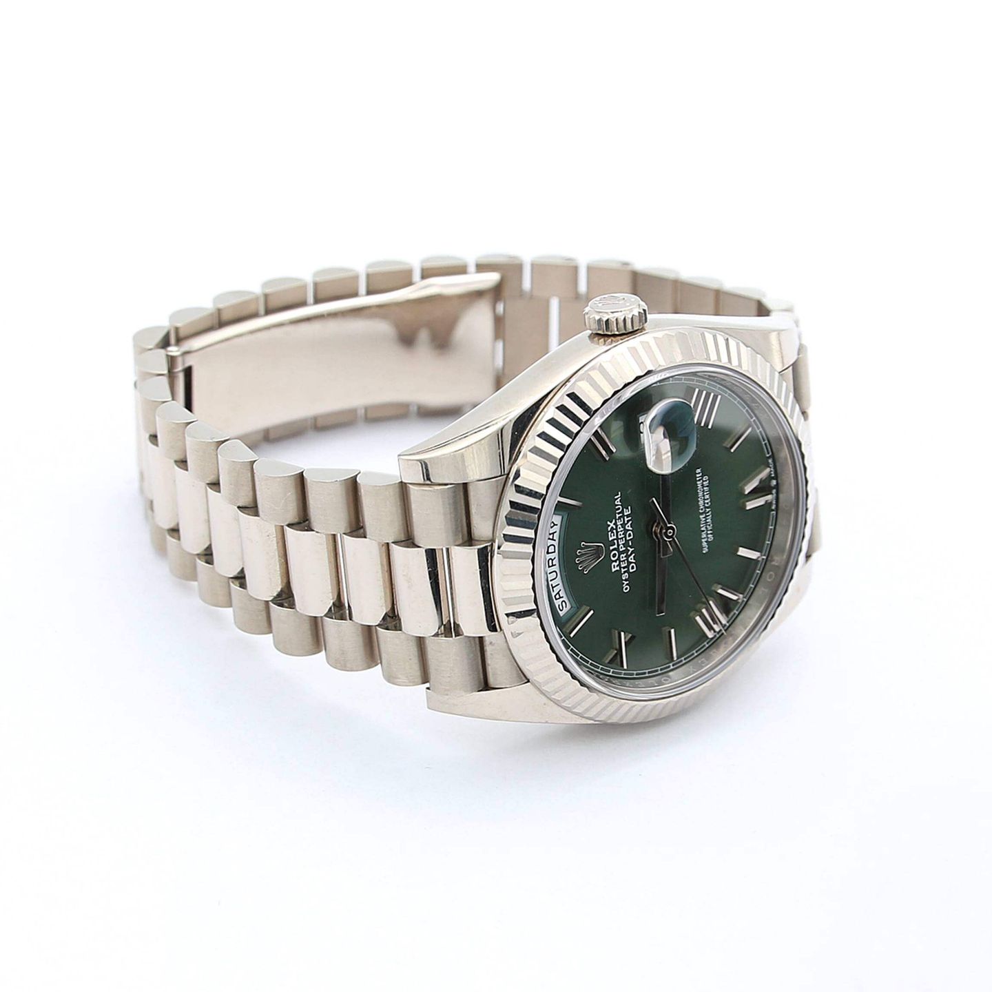 Rolex Day-Date 40 228239 (Unknown (random serial)) - Green dial 40 mm White Gold case (7/8)