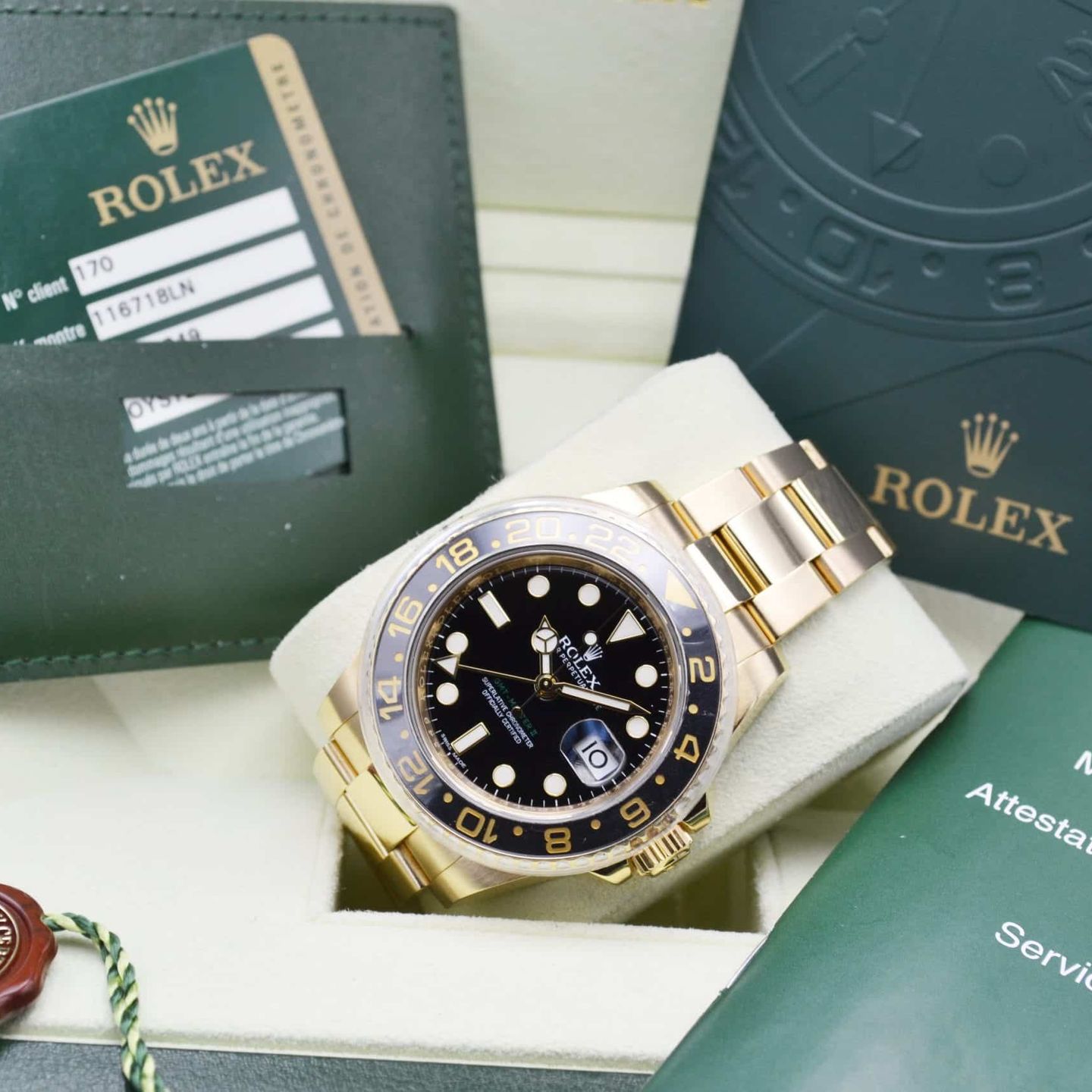 Rolex GMT-Master II 116718LN (2012) - Zwart wijzerplaat 40mm Geelgoud (7/7)