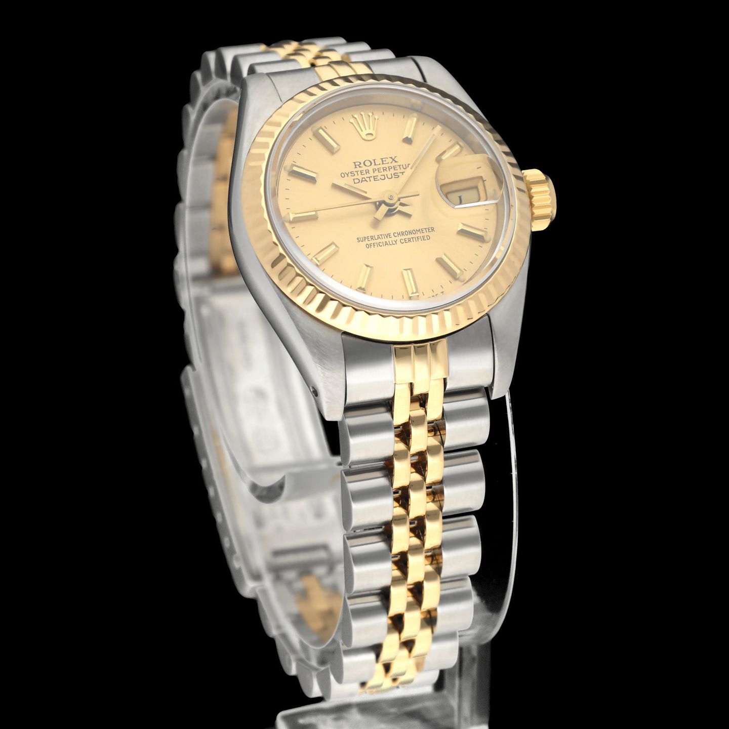Rolex Lady-Datejust 69173 (1987) - Champagne dial 26 mm Gold/Steel case (3/8)