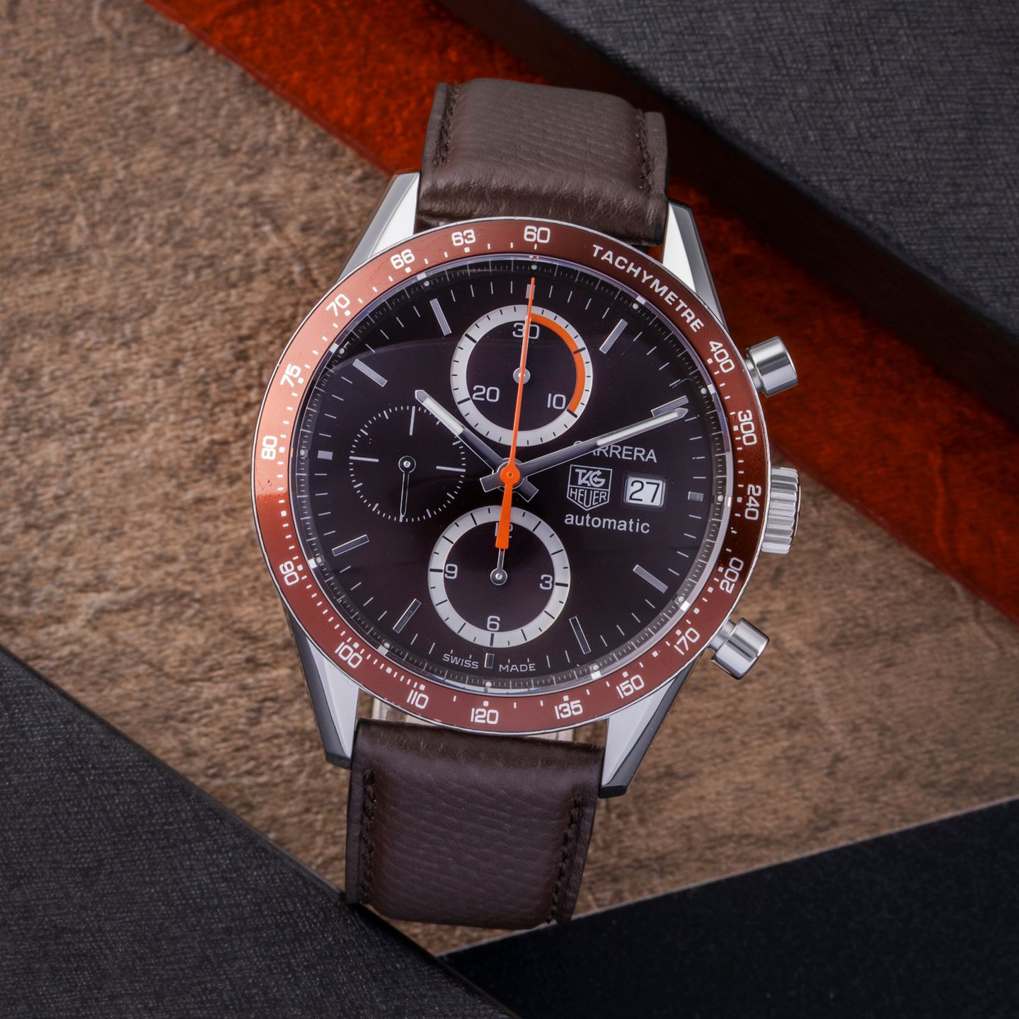 TAG Heuer Carrera Calibre 16 CV2013 (2013) - Bruin wijzerplaat 41mm Staal (1/8)