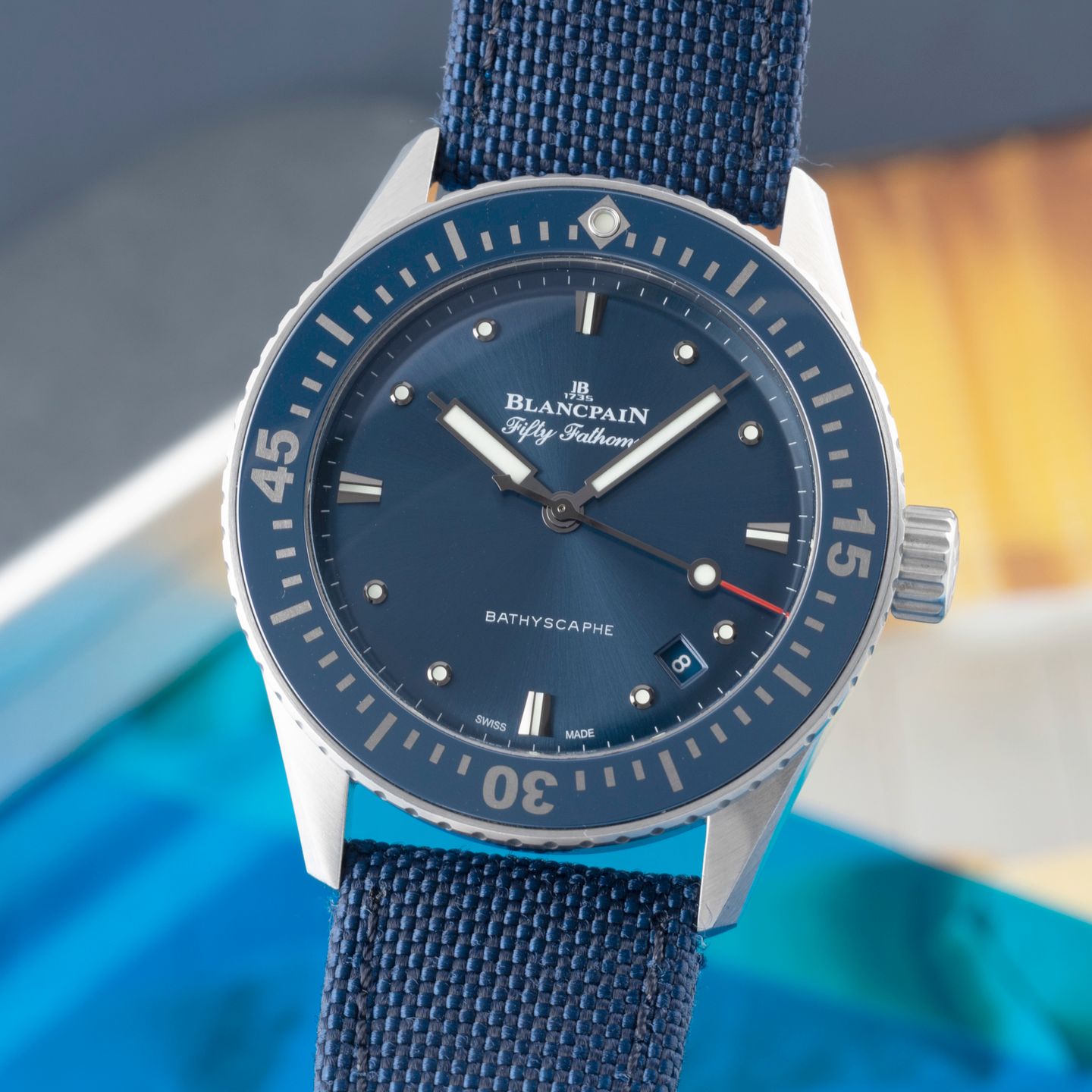 Blancpain Fifty Fathoms Bathyscaphe 5100-1140-052A (Onbekend (willekeurig serienummer)) - Blauw wijzerplaat 39mm Staal (3/8)