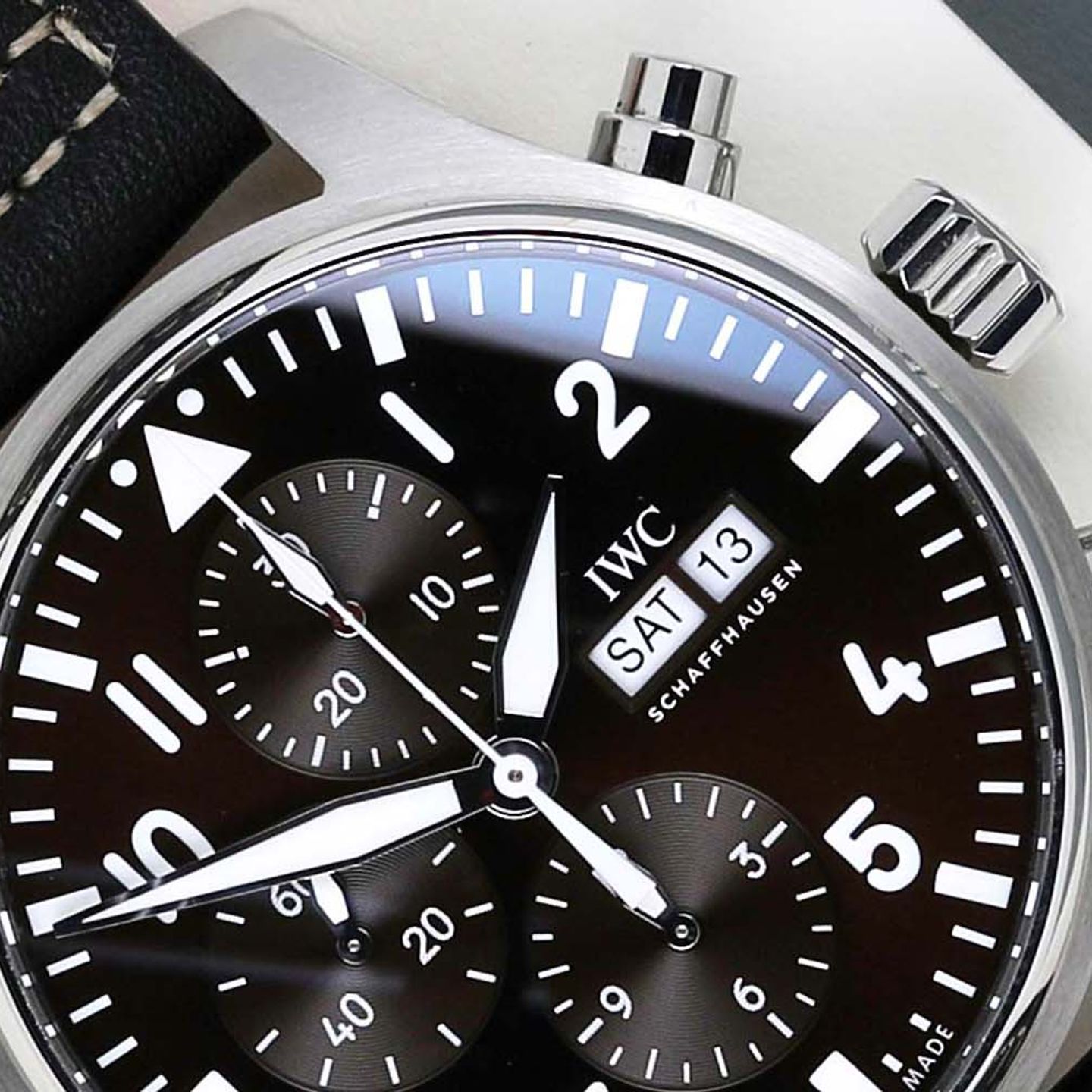 IWC Pilot Chronograph IW377713 (2017) - Bruin wijzerplaat 43mm Staal (3/8)