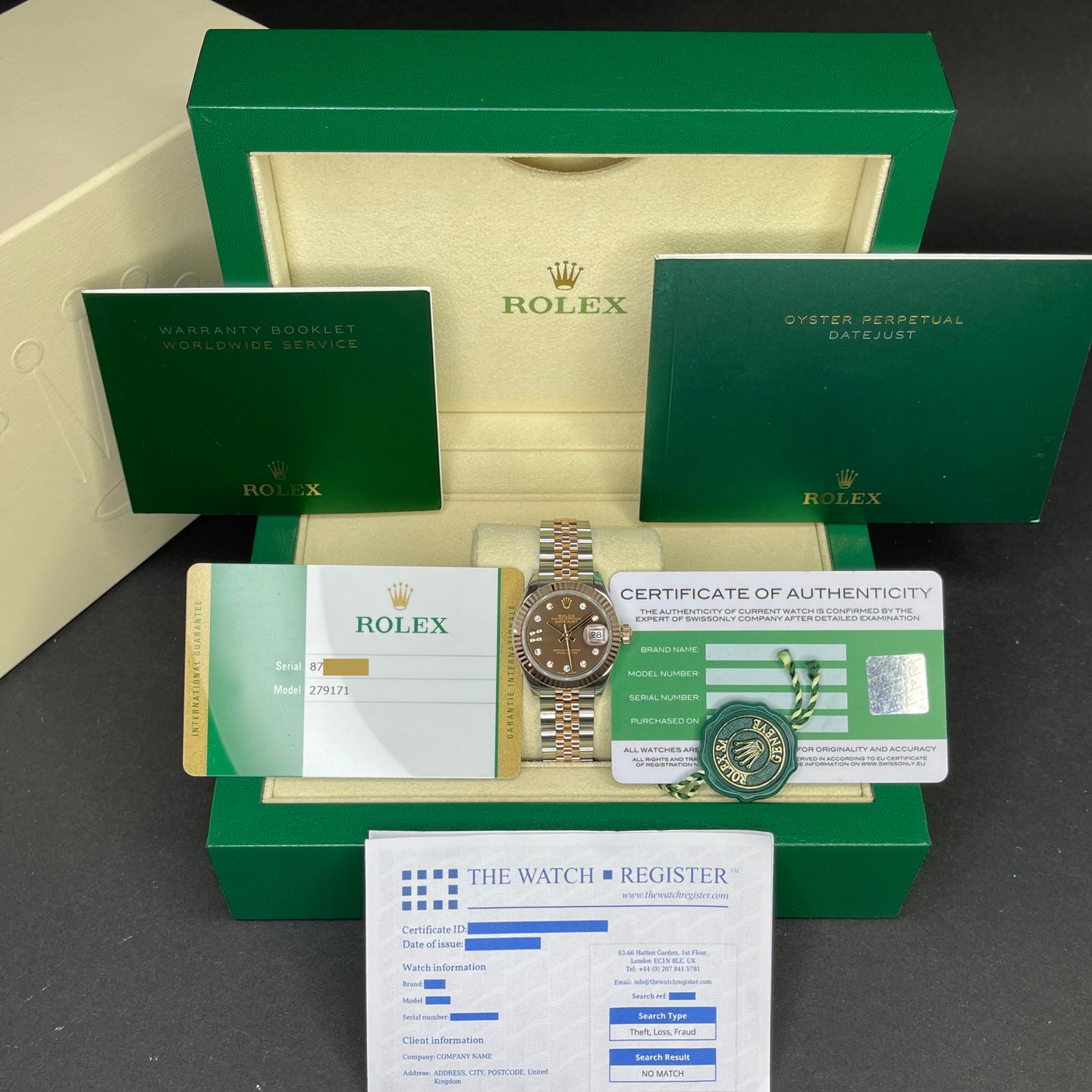 Rolex Lady-Datejust 279171 (2018) - Brown dial 28 mm Gold/Steel case (2/8)