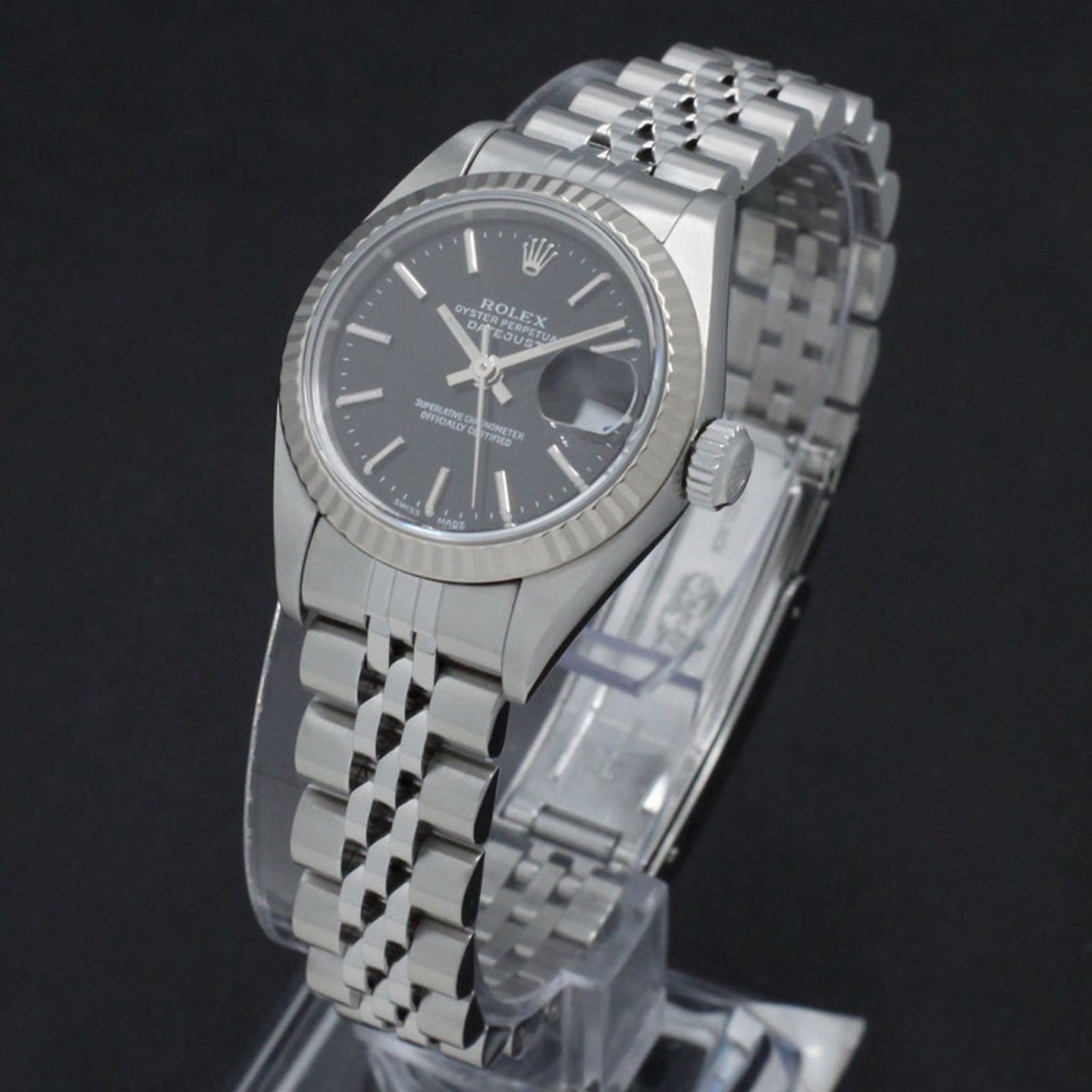 Rolex Lady-Datejust 79174 (2001) - Black dial 26 mm Steel case (5/8)
