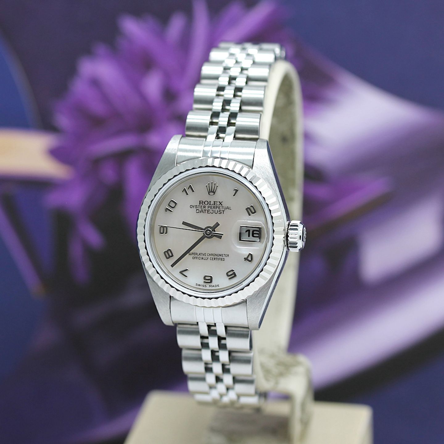 Rolex Lady-Datejust 79174 (2002) - Pearl dial 26 mm Steel case (8/8)