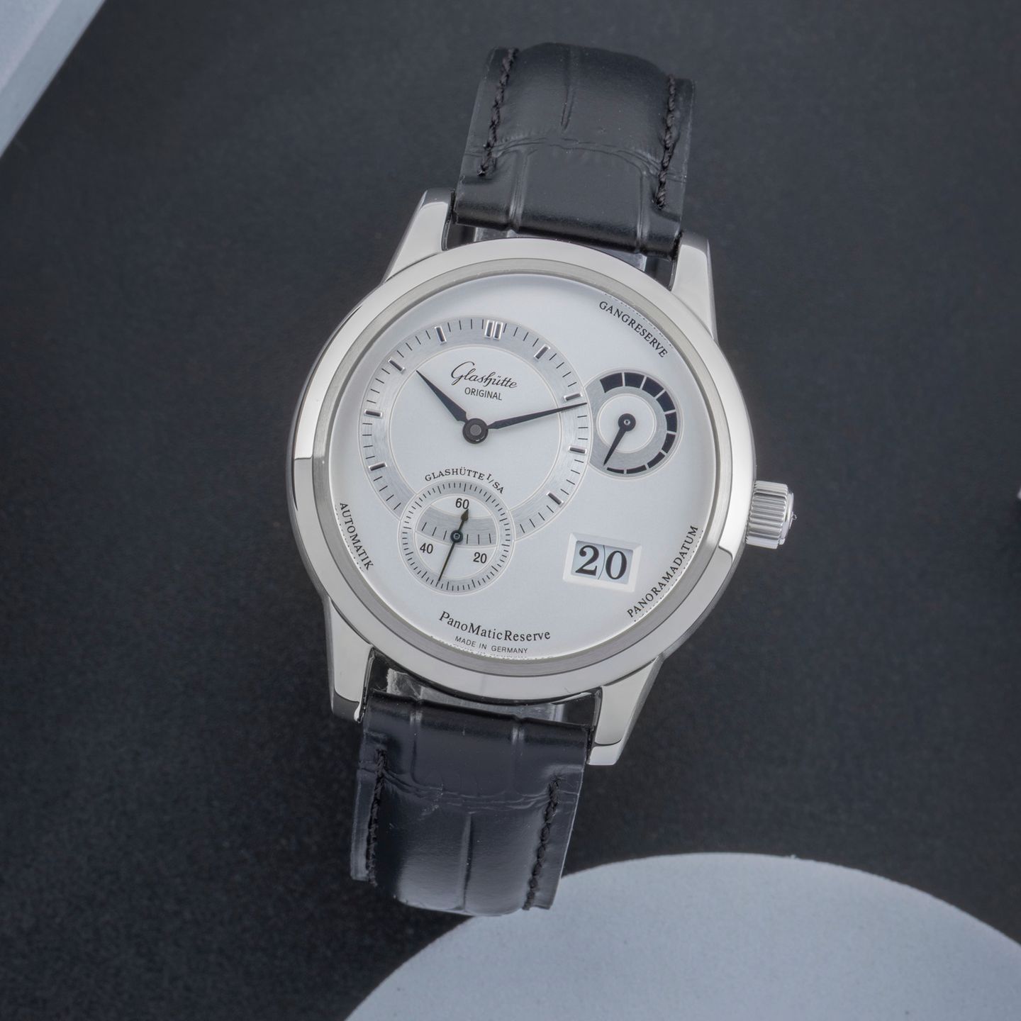 Glashütte Original PanoReserve 1-90-03-02-02-04 (2005) - Zilver wijzerplaat 39mm Staal (1/8)