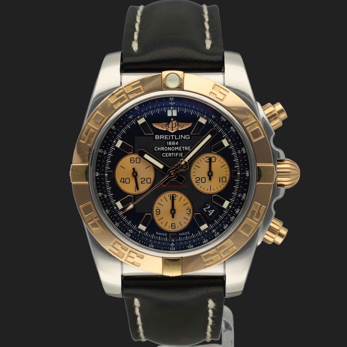 Breitling Chronomat 44 CB011012 (2014) - Black dial 44 mm Gold/Steel case (3/6)
