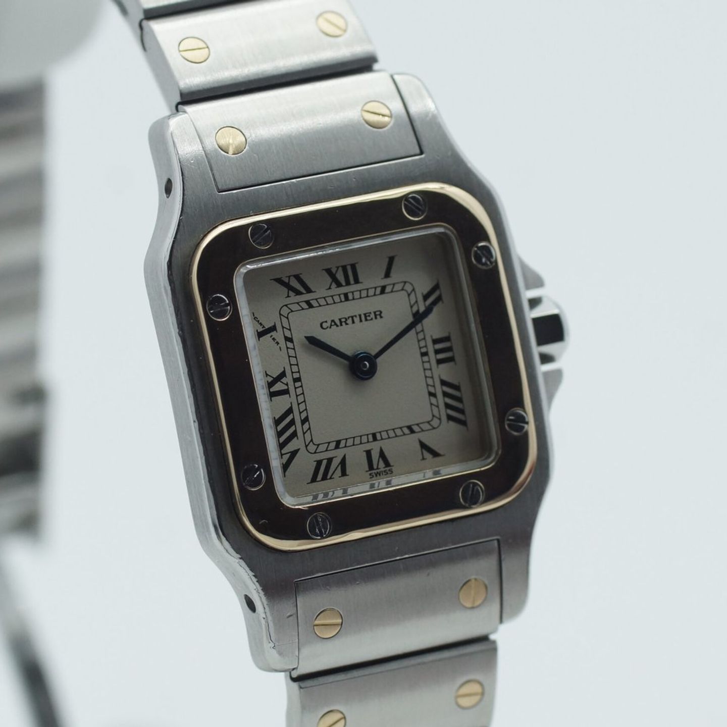 Cartier Santos Galbée 1057930 (1994) - White dial 24 mm Gold/Steel case (5/8)