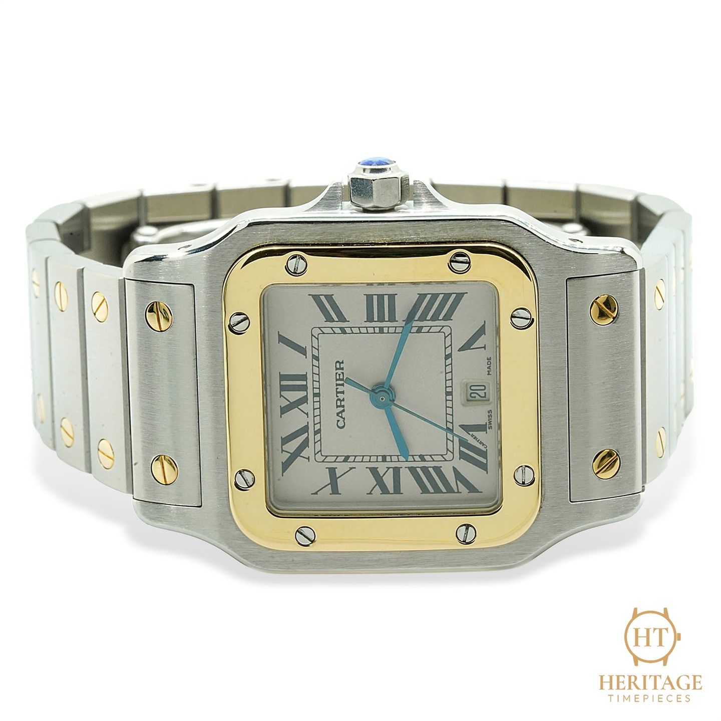 Cartier Santos Galbée W20011C4 (2000) - Silver dial 29 mm Gold/Steel case (3/8)