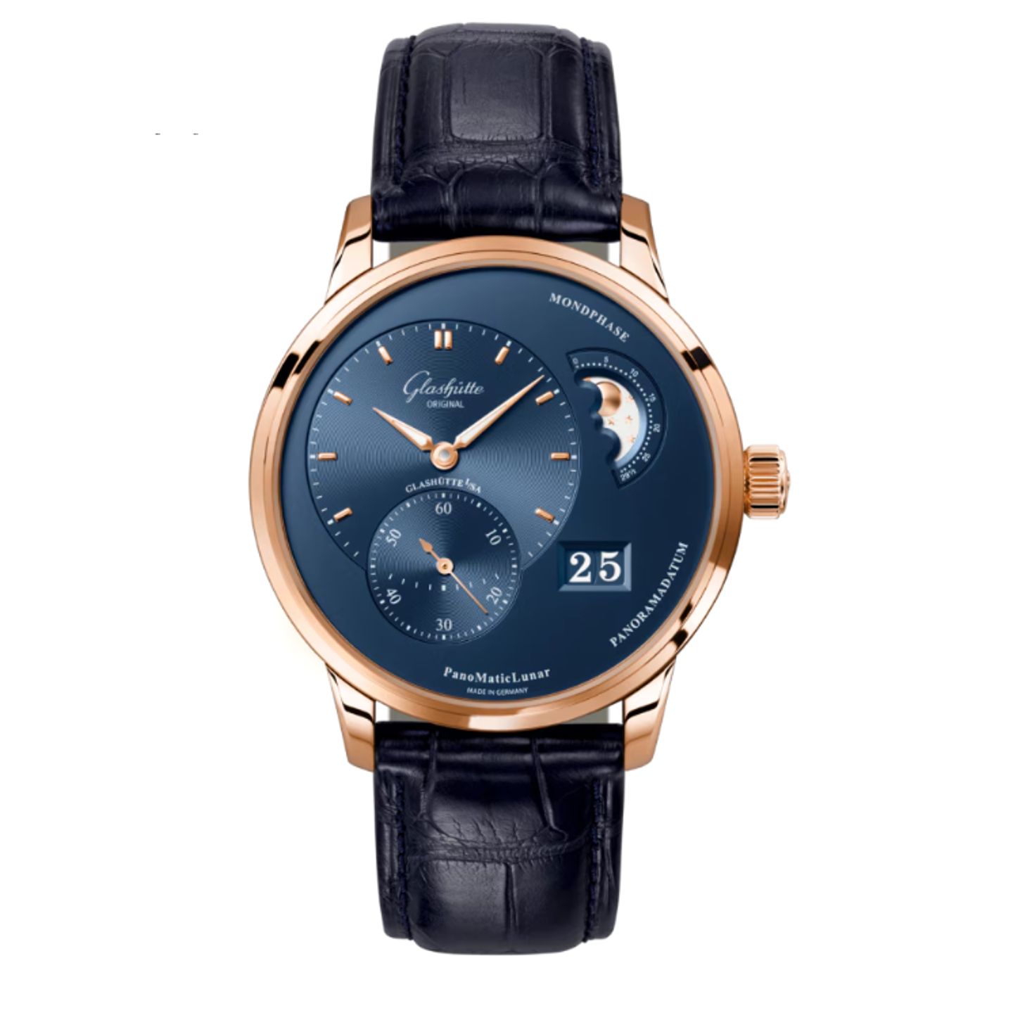 Glashütte Original PanoMaticLunar 1-90-02-11-35-61 (2023) - Blauw wijzerplaat 40mm Roségoud (1/1)