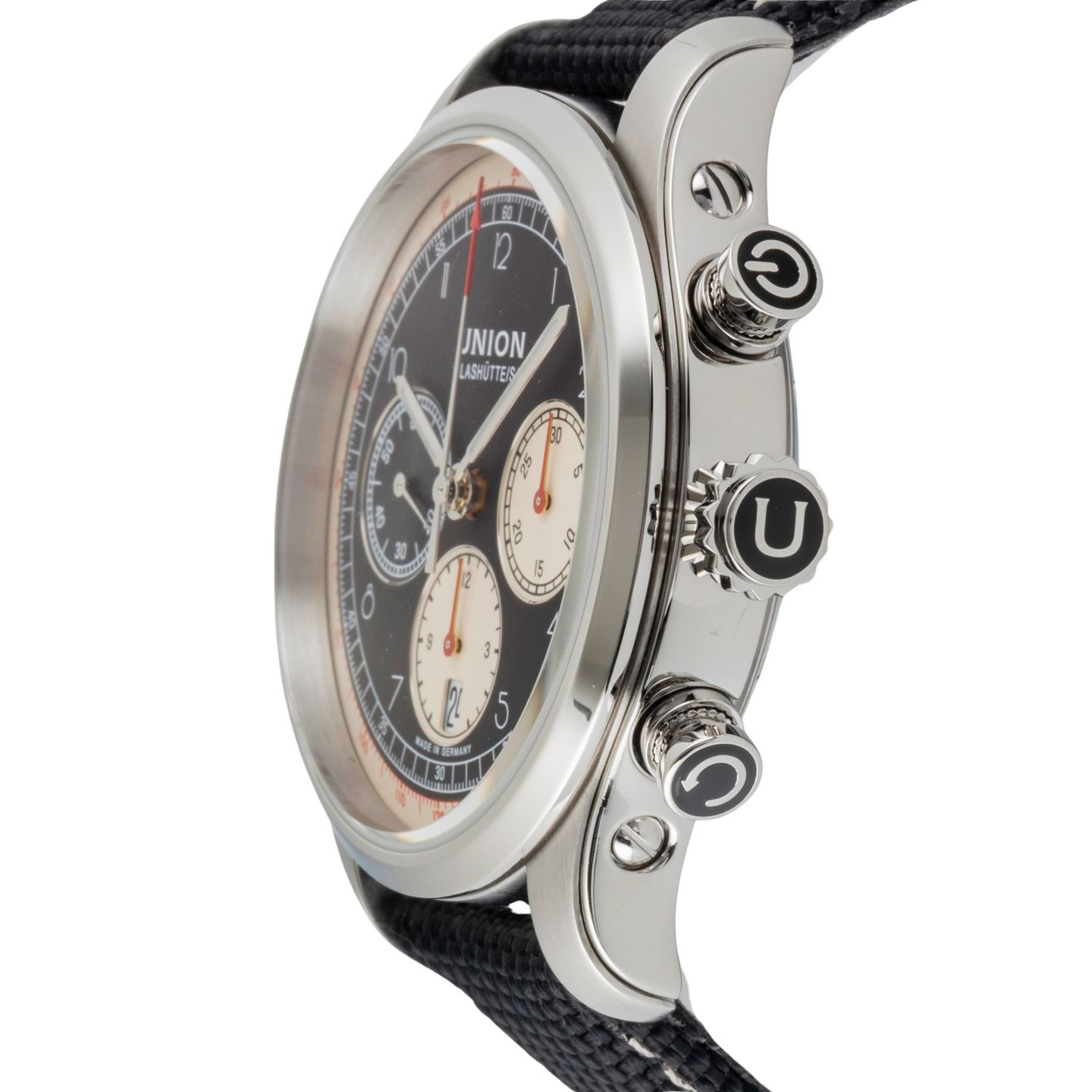 Union Glashütte Belisar Chronograph D009.427.16.052.00 (Unknown (random serial)) - Black dial 45 mm Steel case (6/8)