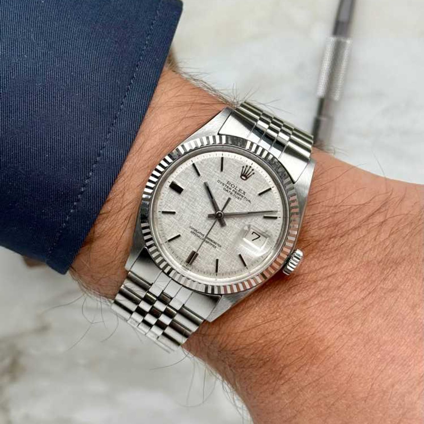 Rolex Datejust 1601 (1970) - Zilver wijzerplaat 36mm Staal (2/8)