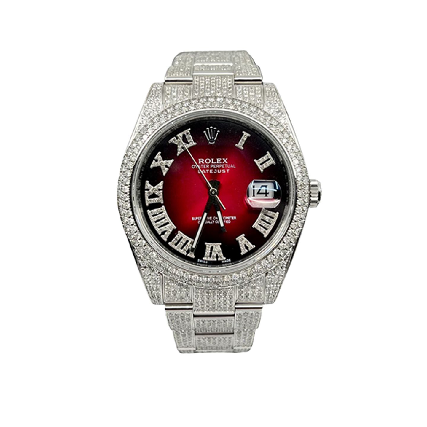 Rolex Datejust 41 126300 (2021) - Rood wijzerplaat 41mm Staal (1/8)