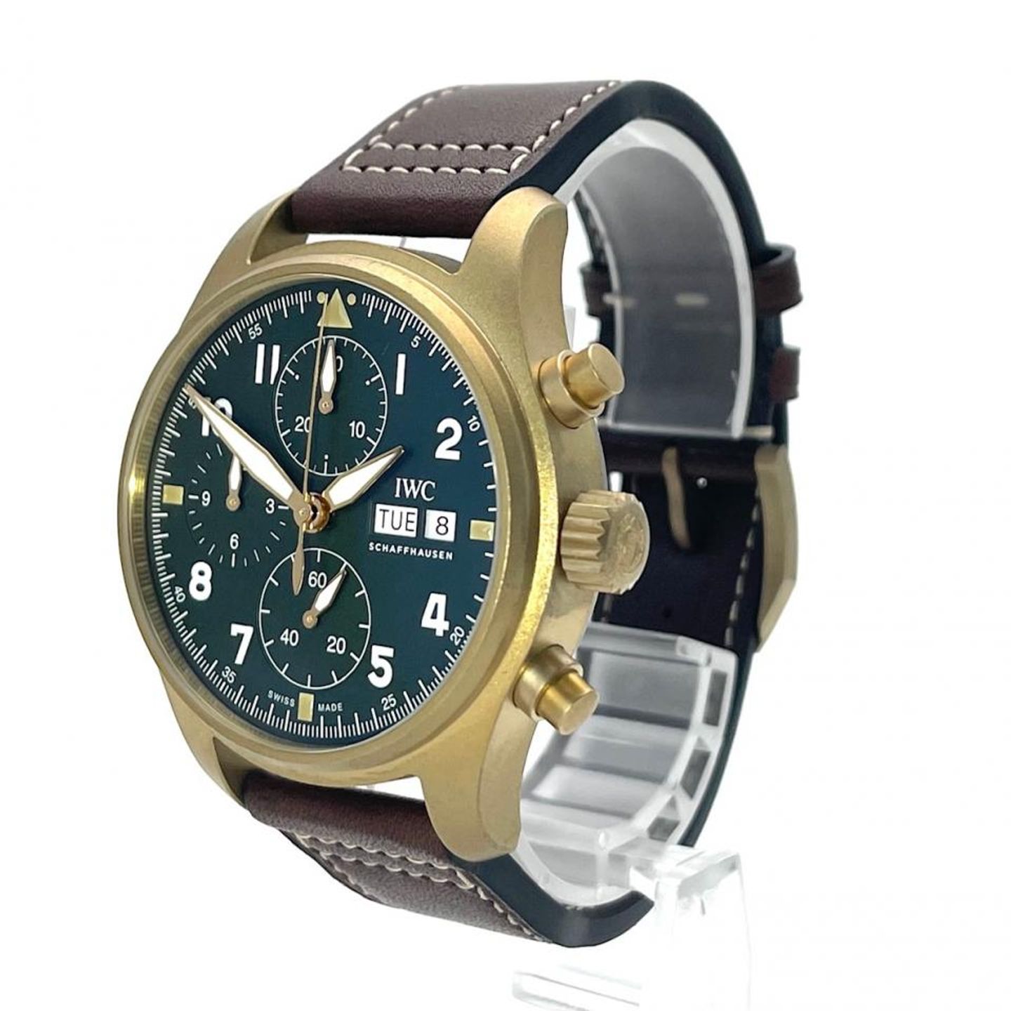 IWC Pilot Spitfire Chronograph IW387902 (2024) - Green dial 41 mm Bronze case (3/8)
