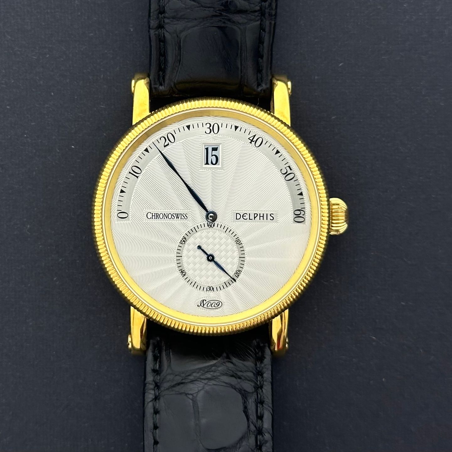 Chronoswiss Delphis CH-1421 (Unknown (random serial)) - Silver dial 39 mm Yellow Gold case (1/8)