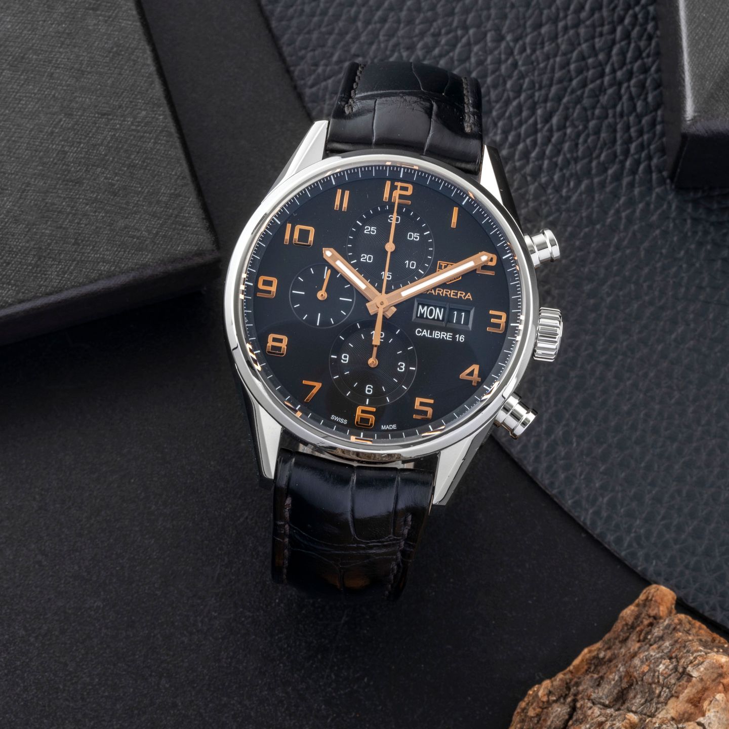 TAG Heuer Carrera Calibre 16 CV2A1AB.FC6379 (Unknown (random serial)) - Black dial 43 mm Steel case (1/8)