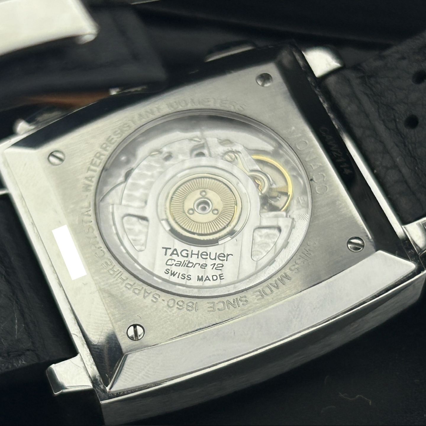 TAG Heuer Monaco Calibre 12 CAW2114.FT6021 (2017) - Zwart wijzerplaat 39mm Staal (2/8)