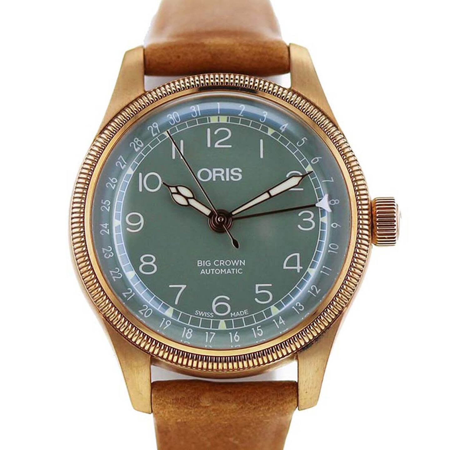 Oris Big Crown Pointer Date 01 754 7749 3167-07 5 17 66BR (2023) - Green dial 36 mm Bronze case (2/2)