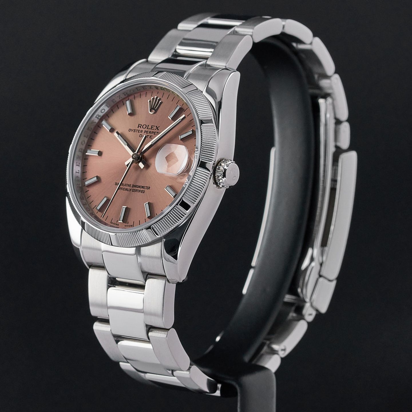 Rolex Oyster Perpetual Date 115210 (2006) - Roze wijzerplaat 34mm Staal (3/7)