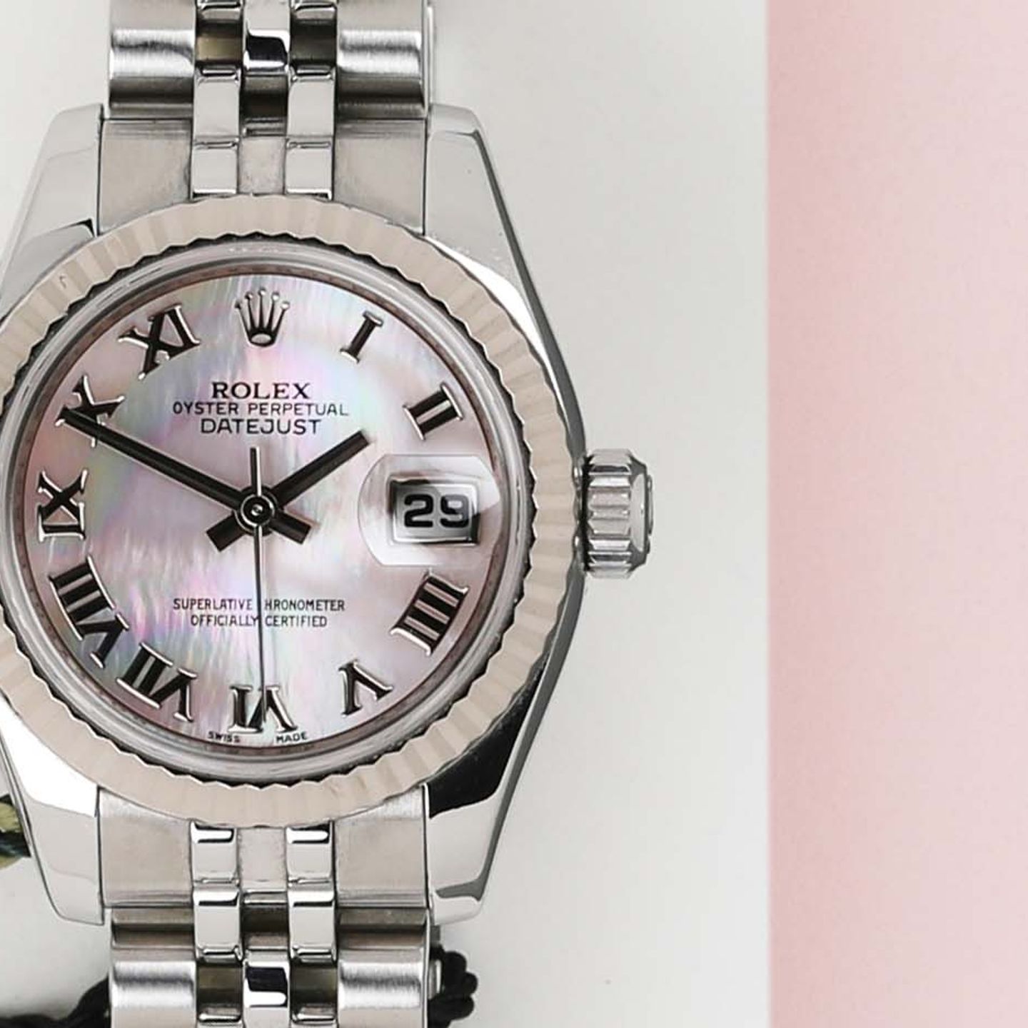 Rolex Lady-Datejust 179174 (2013) - Pearl dial 26 mm Steel case (4/7)