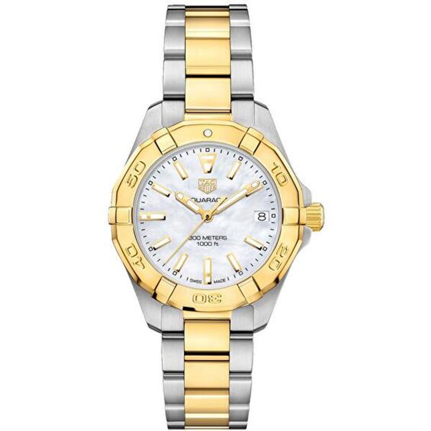 TAG Heuer Aquaracer Lady WBD1320.BB0320 (2026) - Wit wijzerplaat 32mm Goud/Staal (1/1)