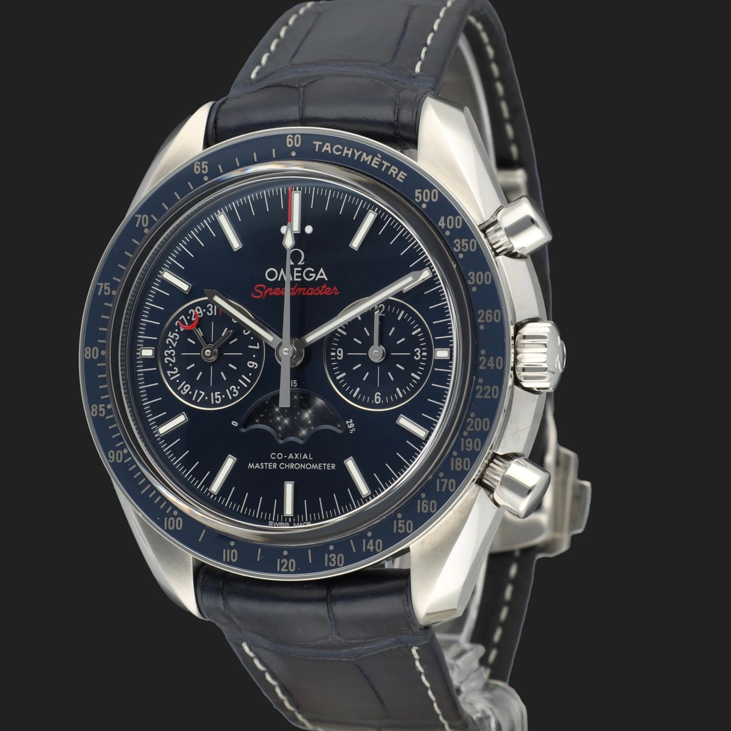 Omega Speedmaster Moonphase 304.33.44.52.03.001 (2017) - Blue dial 44 mm Steel case (1/8)