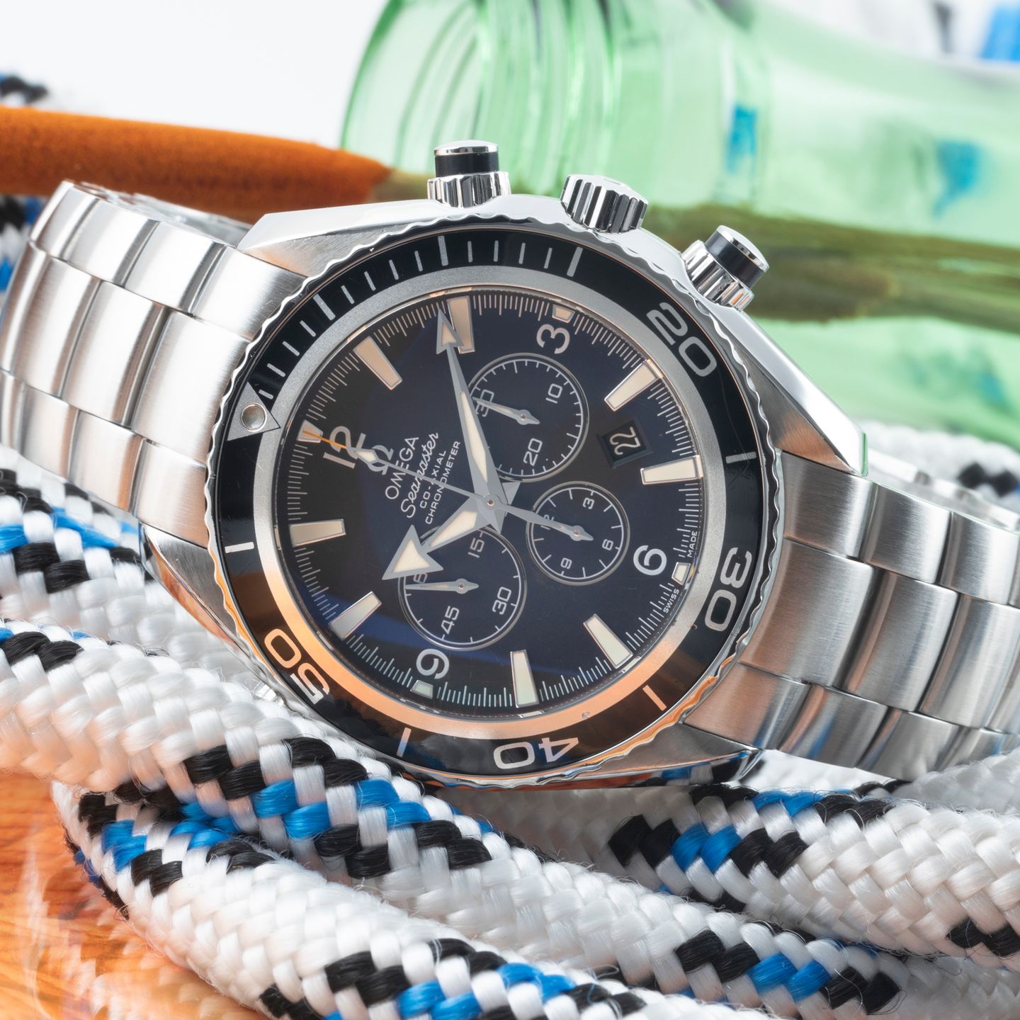 Omega Seamaster Planet Ocean Chronograph 2210.50.00 (Onbekend (willekeurig serienummer)) - Zwart wijzerplaat 46mm Staal (2/8)