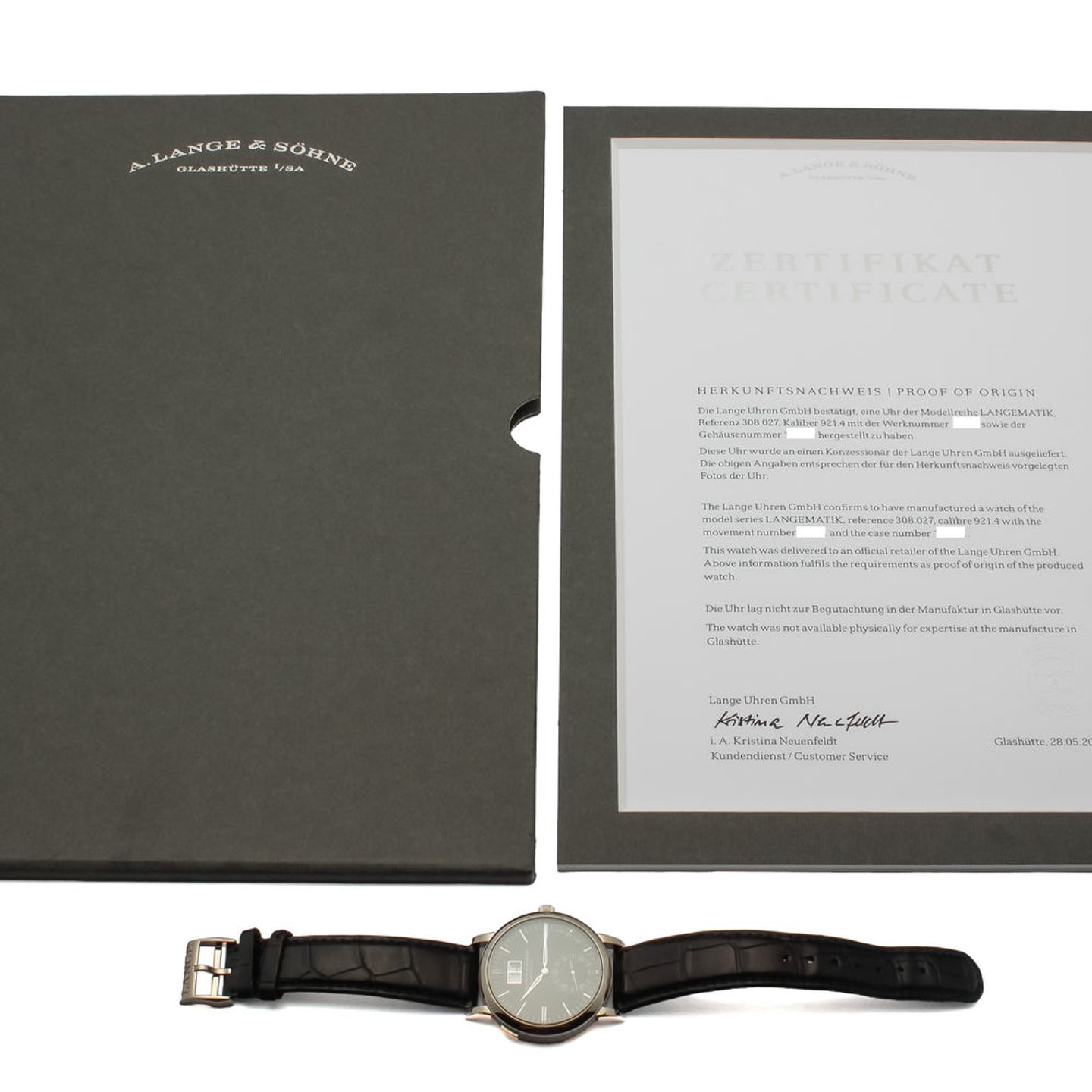 A. Lange & Söhne Langematik 308.027 (Unknown (random serial)) - Black dial 37 mm White Gold case (13/14)