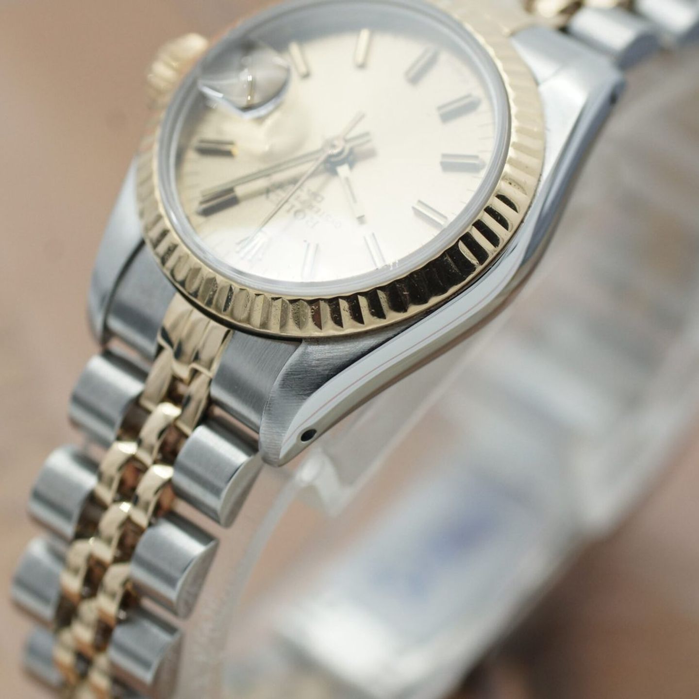 Rolex Lady-Datejust 69173 (1986) - Champagne dial 26 mm Gold/Steel case (8/8)