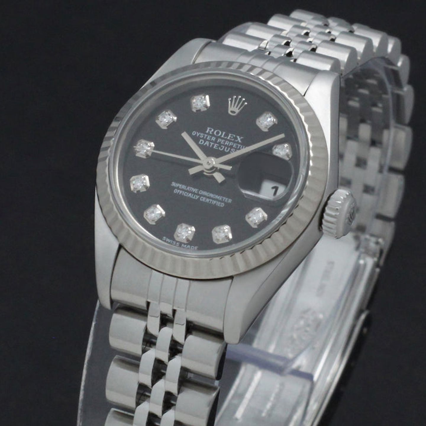 Rolex Lady-Datejust 79174 (2003) - Black dial 26 mm Steel case (6/7)