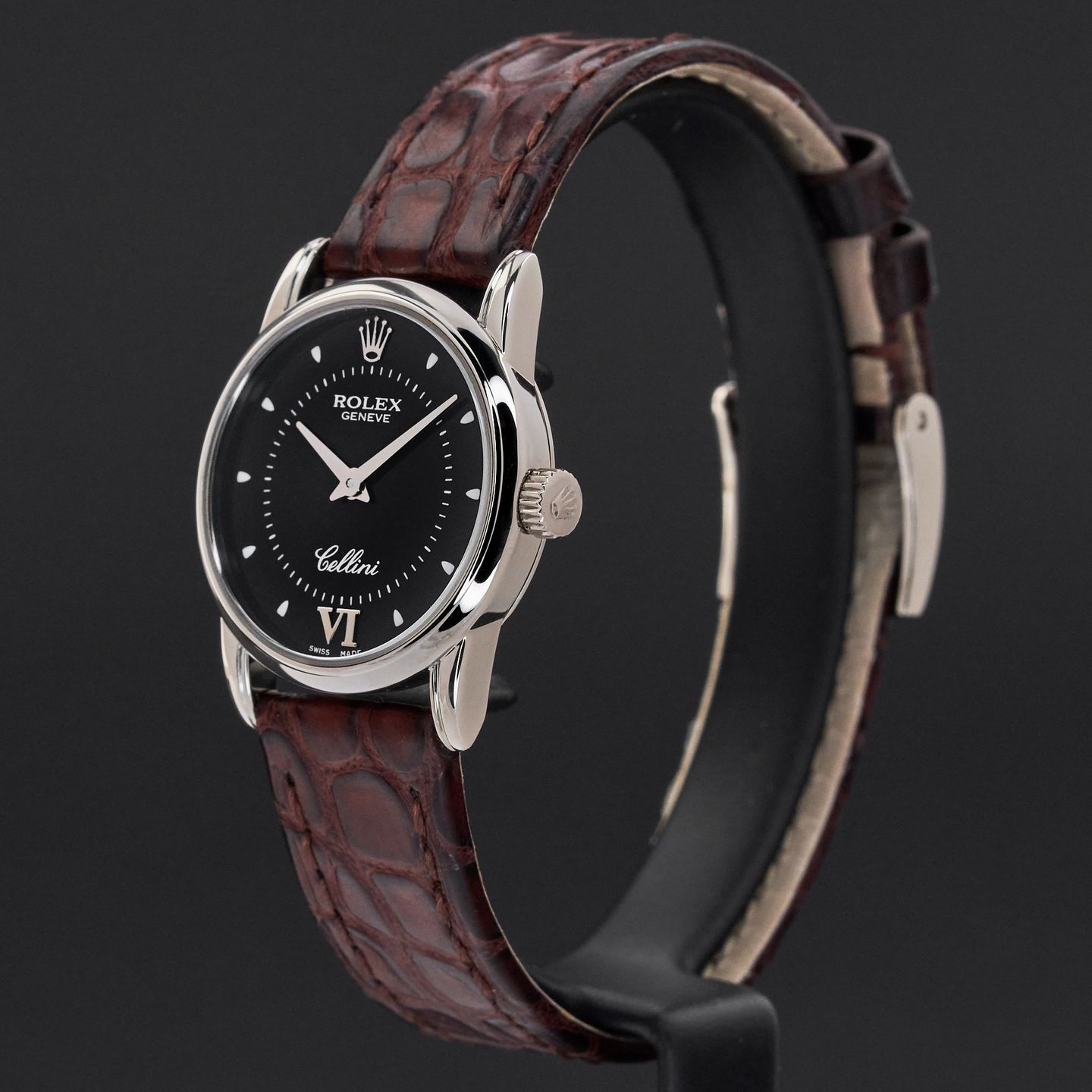 Rolex Cellini 6111/9 (2011) - Black dial 25 mm White Gold case (4/8)