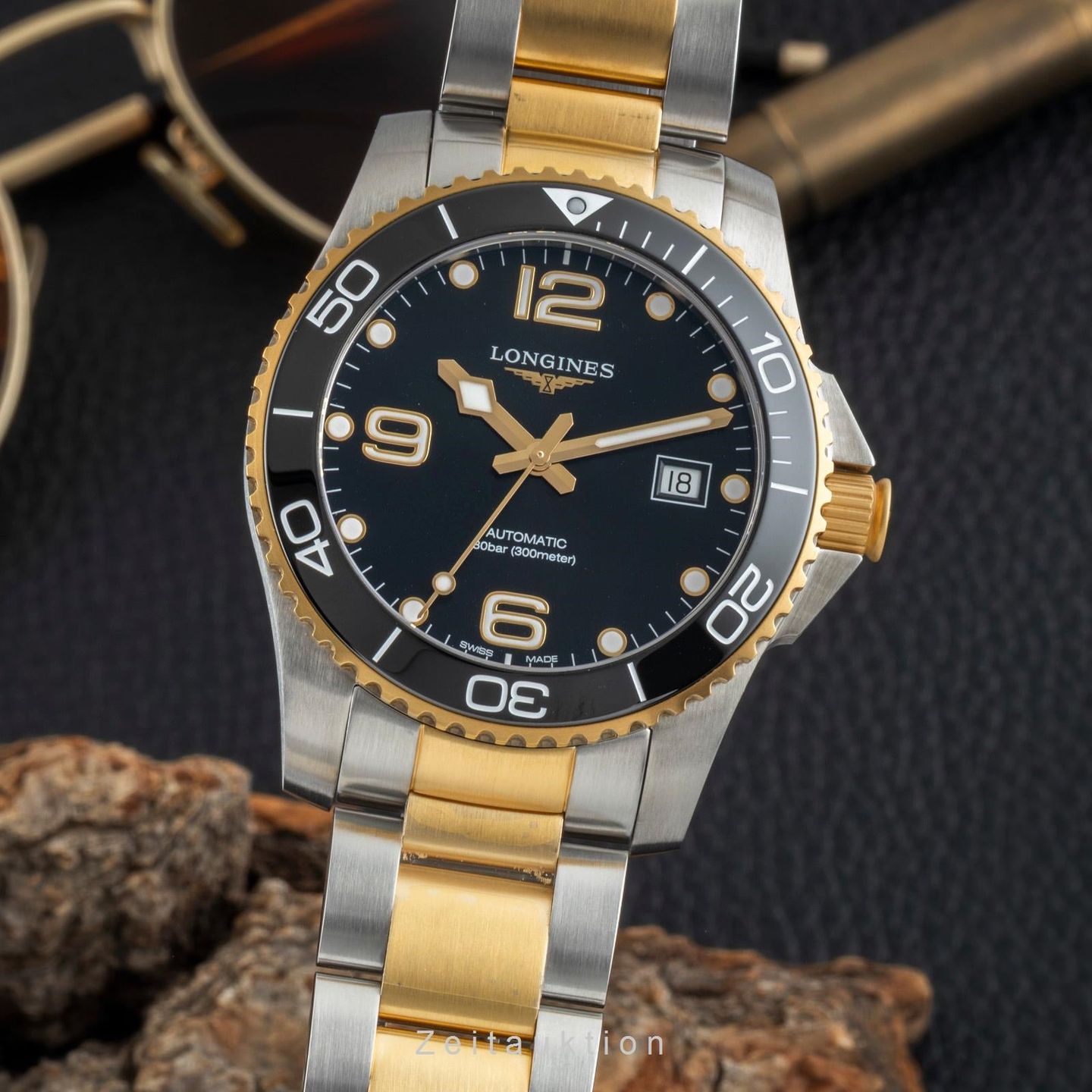 Longines HydroConquest L3.781.3.56.7 (Onbekend (willekeurig serienummer)) - Zwart wijzerplaat 41mm Staal (1/8)