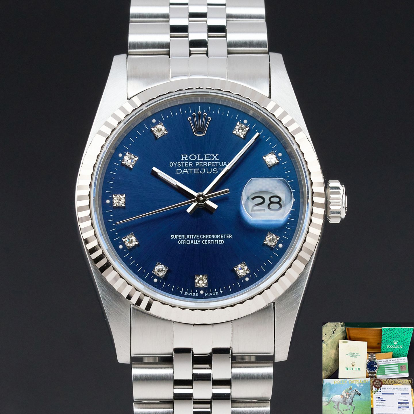 Rolex Datejust 36 16234 (1994) - Blue dial 36 mm Steel case (1/8)