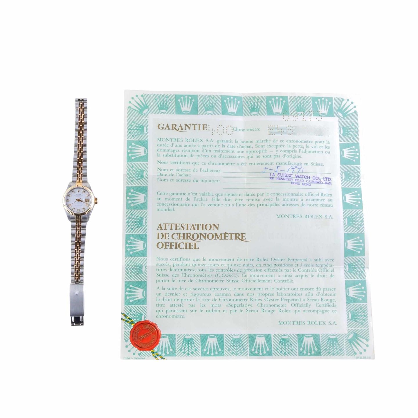Rolex Lady-Datejust 69173 (1990) - White dial 26 mm Gold/Steel case (8/8)
