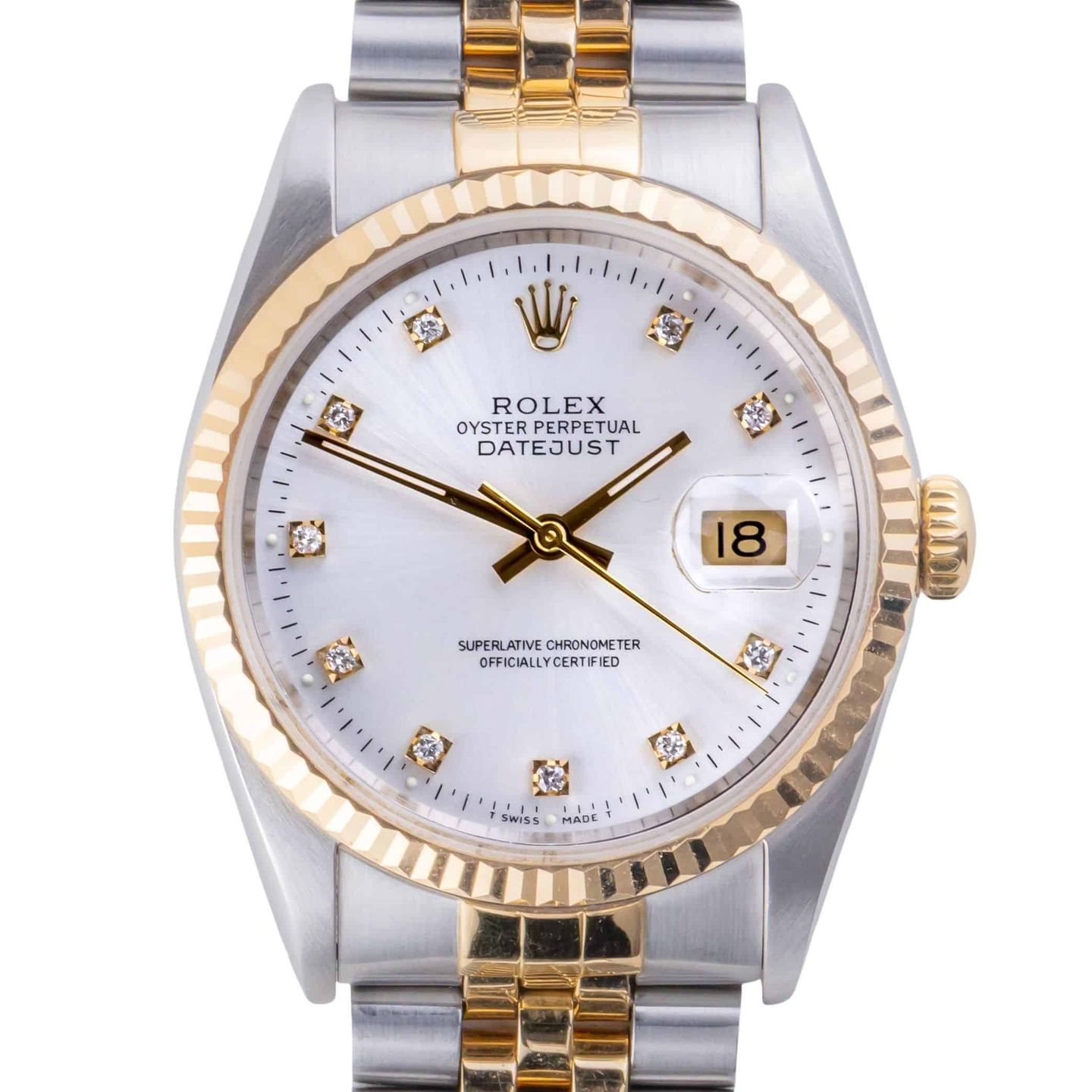 Rolex Datejust 36 16233 (1991) - White dial 36 mm Gold/Steel case (3/8)