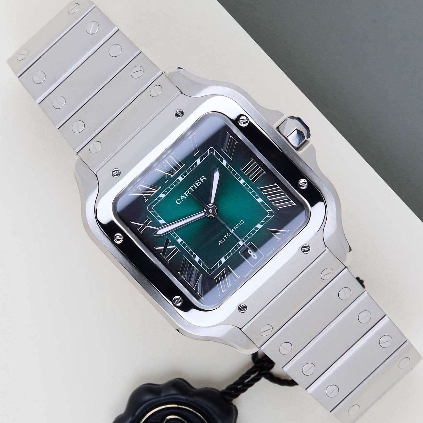 Cartier Santos WSSA0062 (2025) - Green dial 40 mm Steel case (1/8)