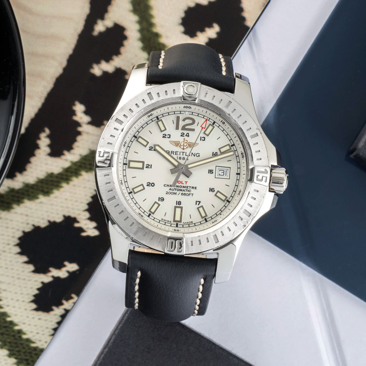 Breitling Colt Automatic A1738811/G791 (Unknown (random serial)) - White dial 44 mm Steel case (1/8)