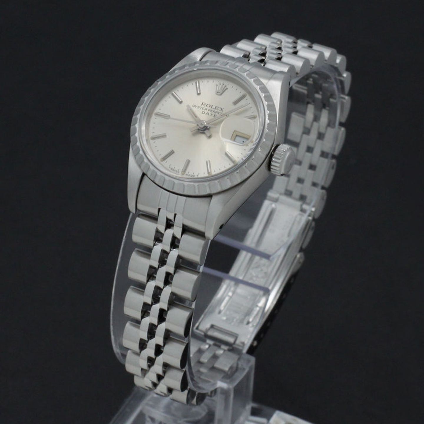 Rolex Oyster Perpetual Lady Date 69240 (1990) - Zilver wijzerplaat 26mm Staal (5/7)