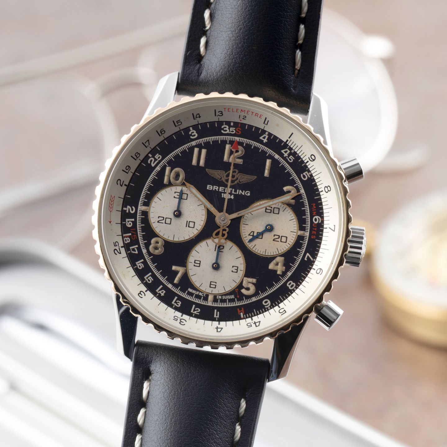 Breitling Navitimer D30022 (1995) - Zwart wijzerplaat 38mm Staal (3/8)