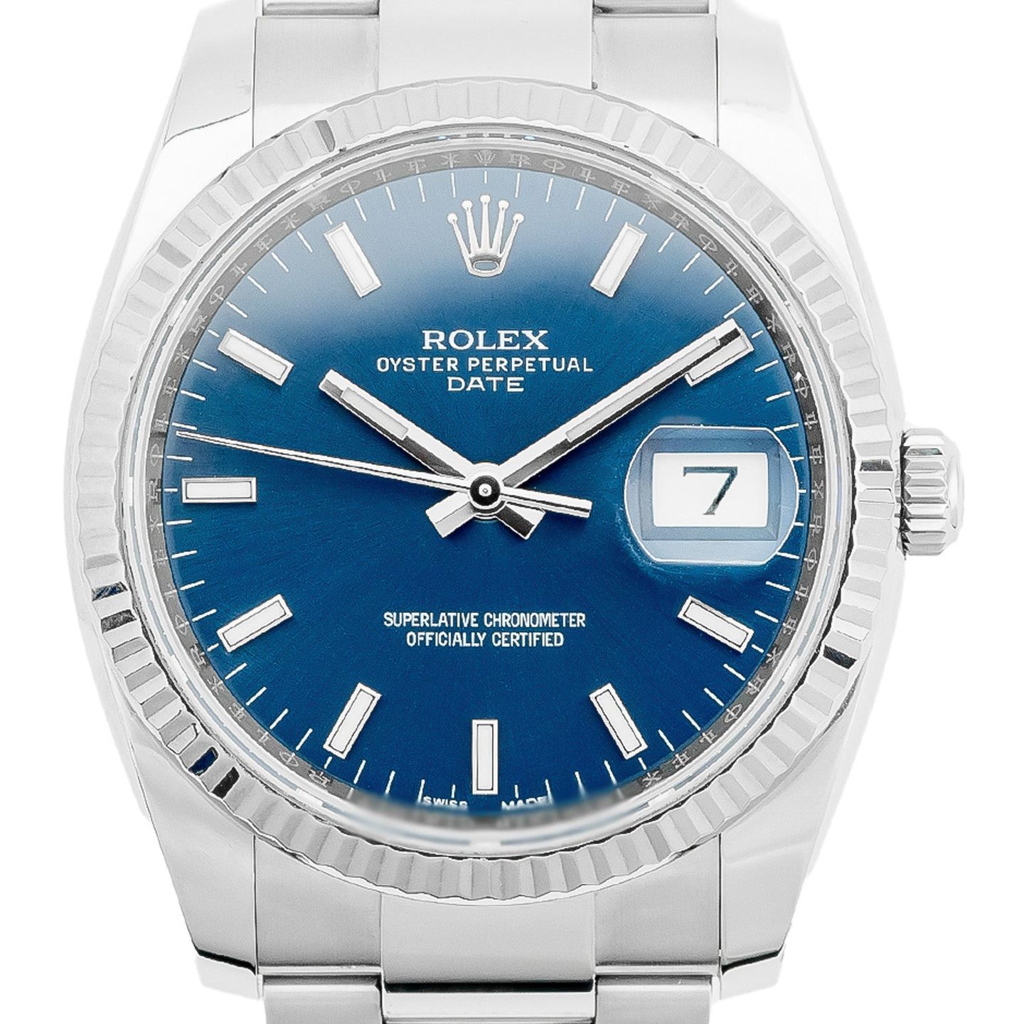 Rolex Oyster Perpetual Date 115234 (2018) - Blauw wijzerplaat 34mm Staal (2/5)