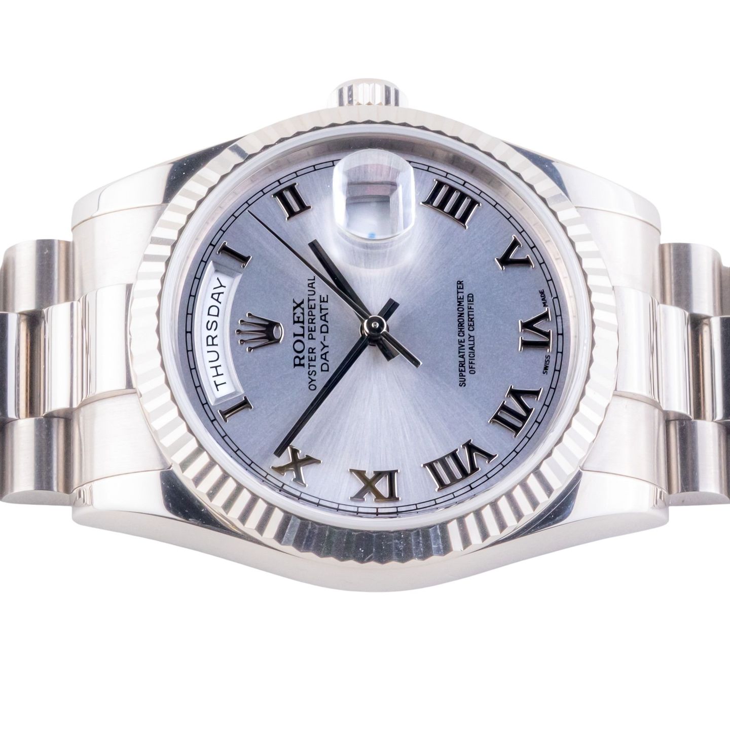 Rolex Day-Date 36 118239 (2005) - Grey dial 36 mm White Gold case (5/8)