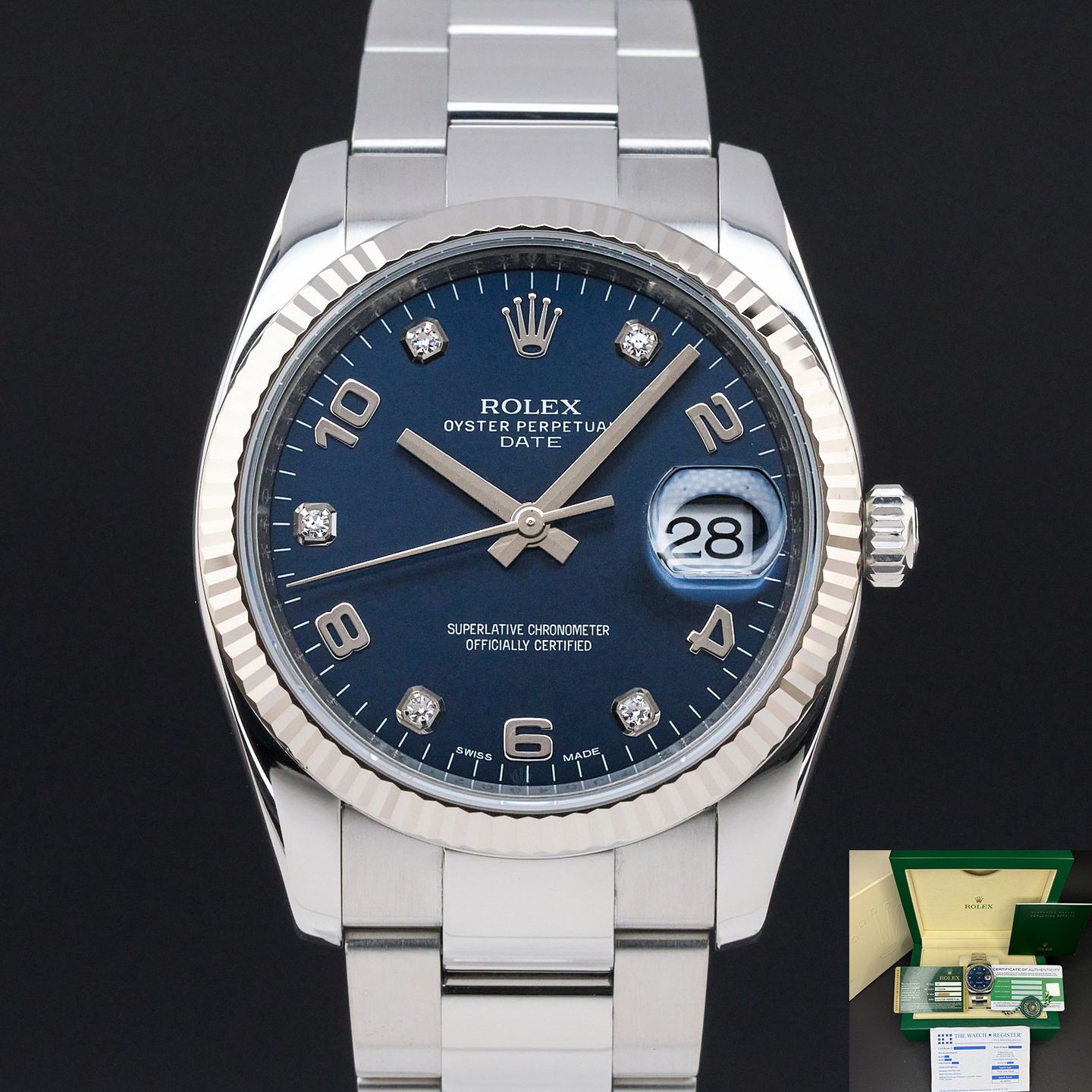 Rolex Oyster Perpetual Date 115234 (2013) - 34mm Staal (1/8)