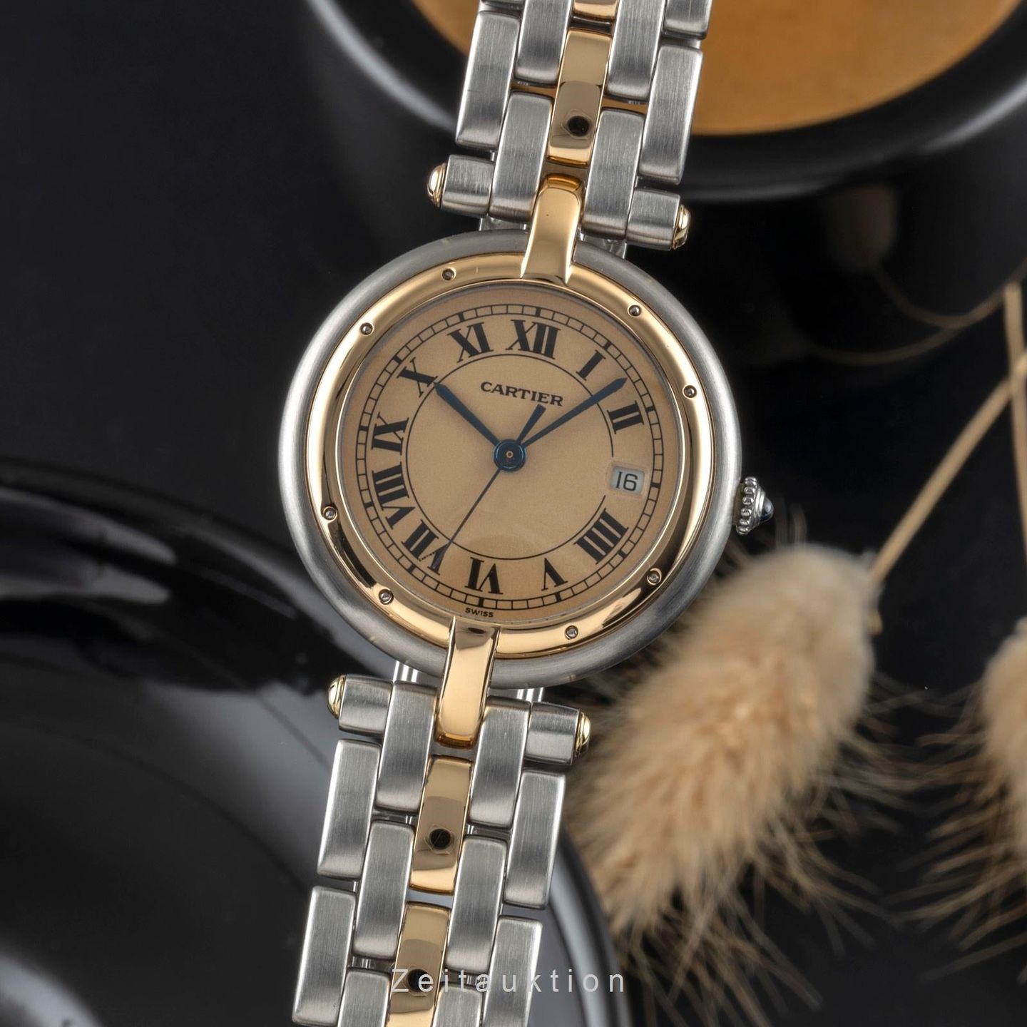 Cartier Cougar 183964 (1990) - Champagne wijzerplaat 30mm Goud/Staal (1/8)