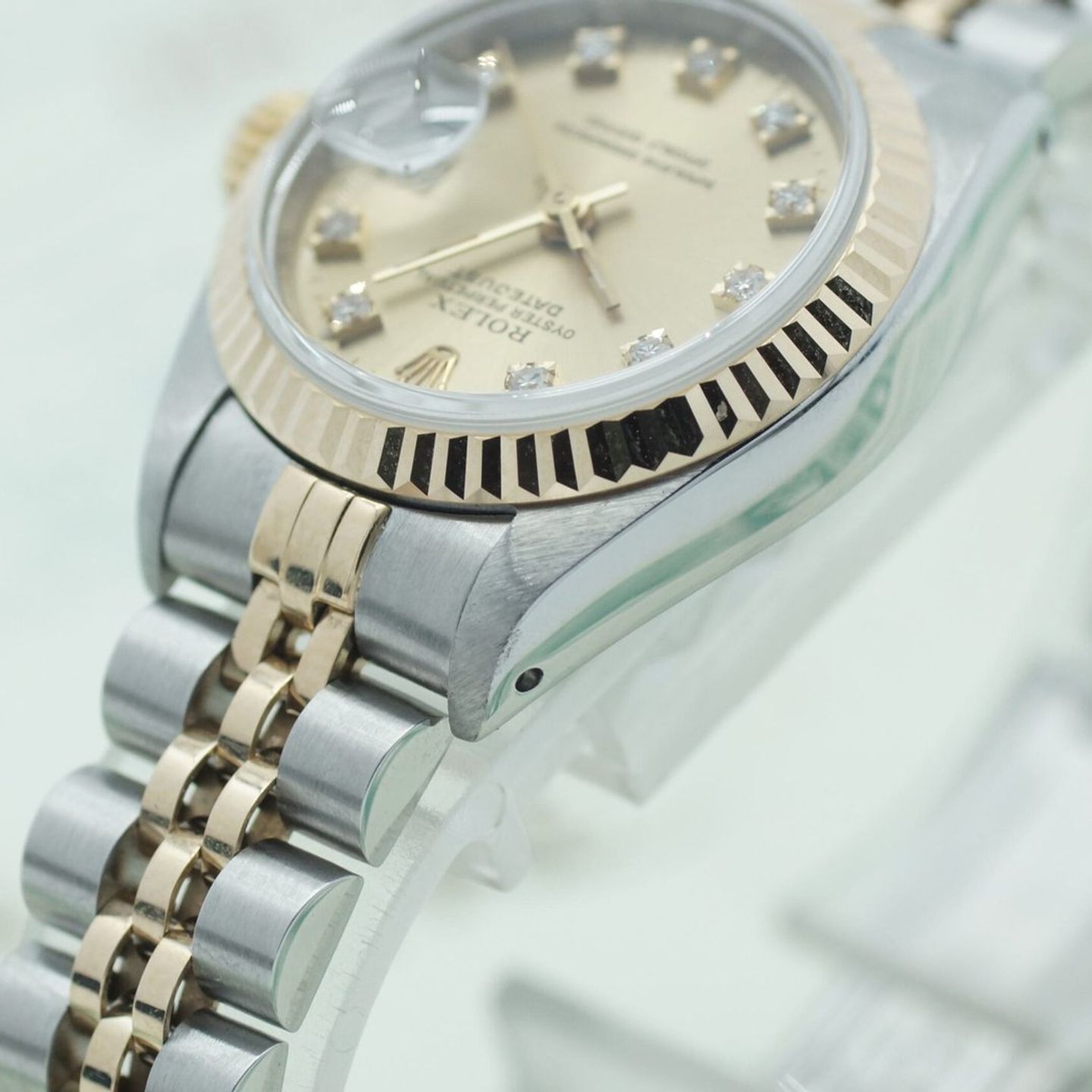Rolex Lady-Datejust 69173 (1990) - Champagne dial 26 mm Gold/Steel case (8/8)
